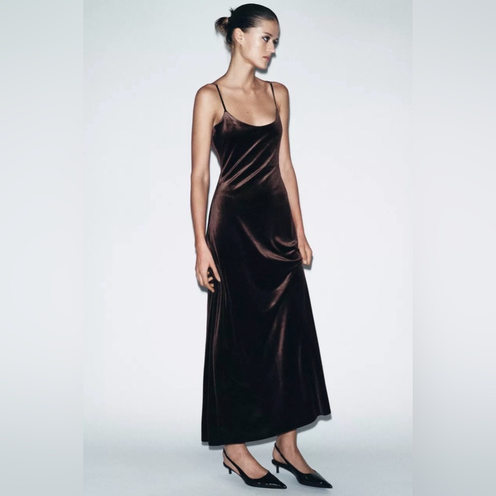 Zara brown Velvet Dress